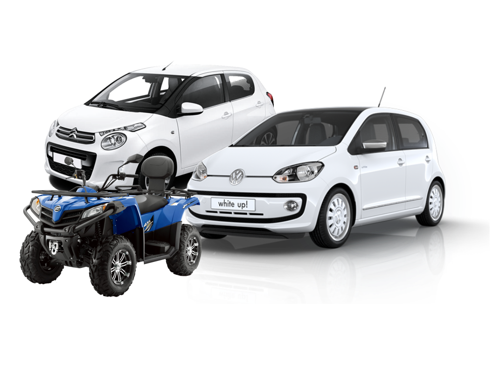 Scenic view of Zakynthos with rental vehicles